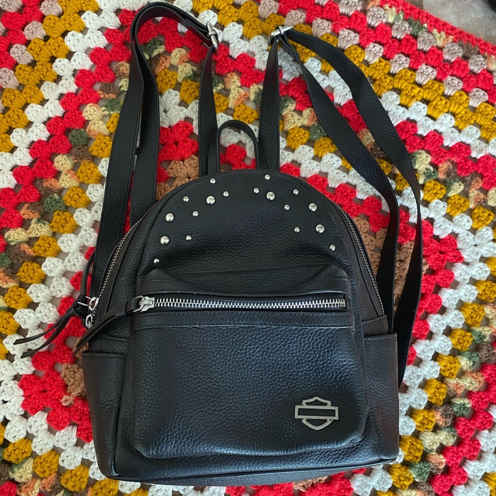 Harley Davidson Womens rider mini studded leather back pack